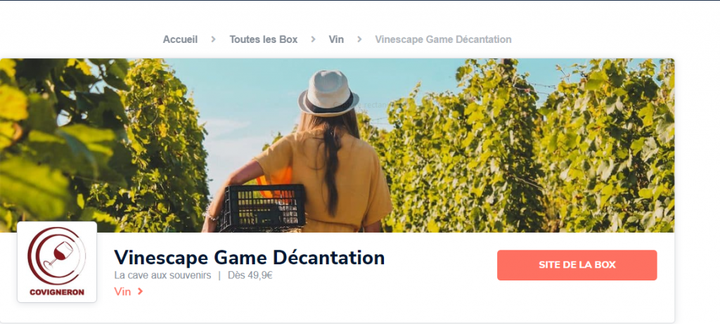 Box vins Vinescape Game Décantation