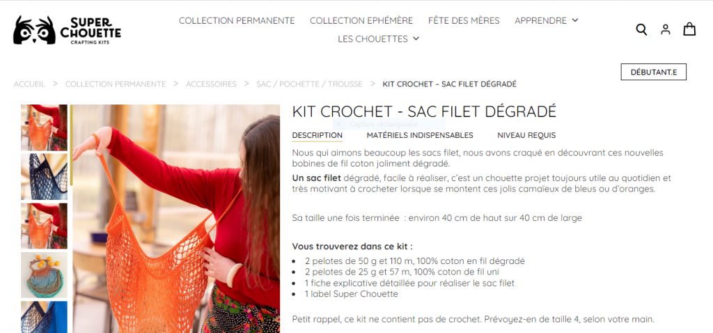 Le Kit Crochet Sac Filet Dégradé de Chouette Kit
