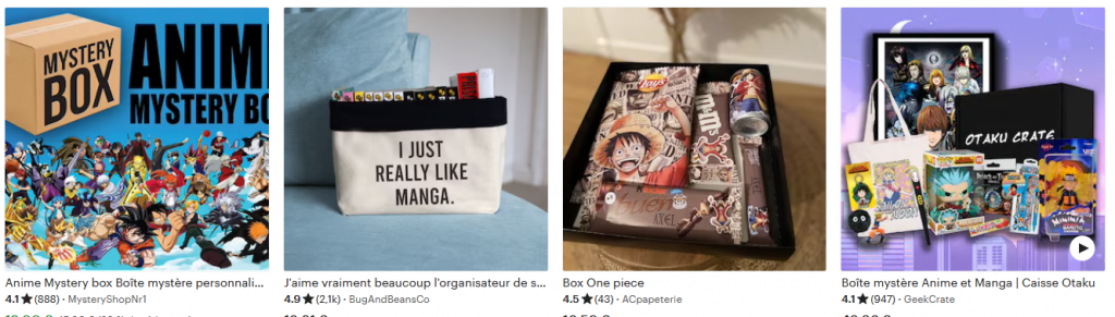 Manga Box de chez Etsy
