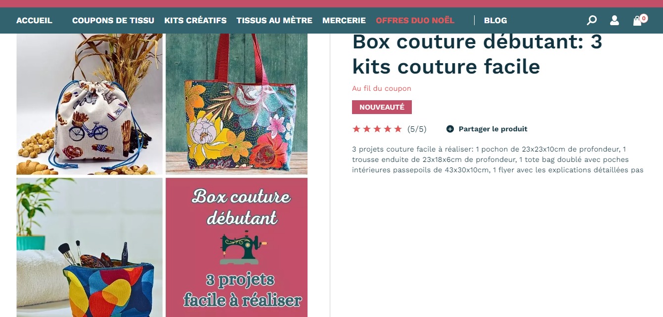 Box couture débutant: 3 kits couture facile - Kits créatifs/Kits